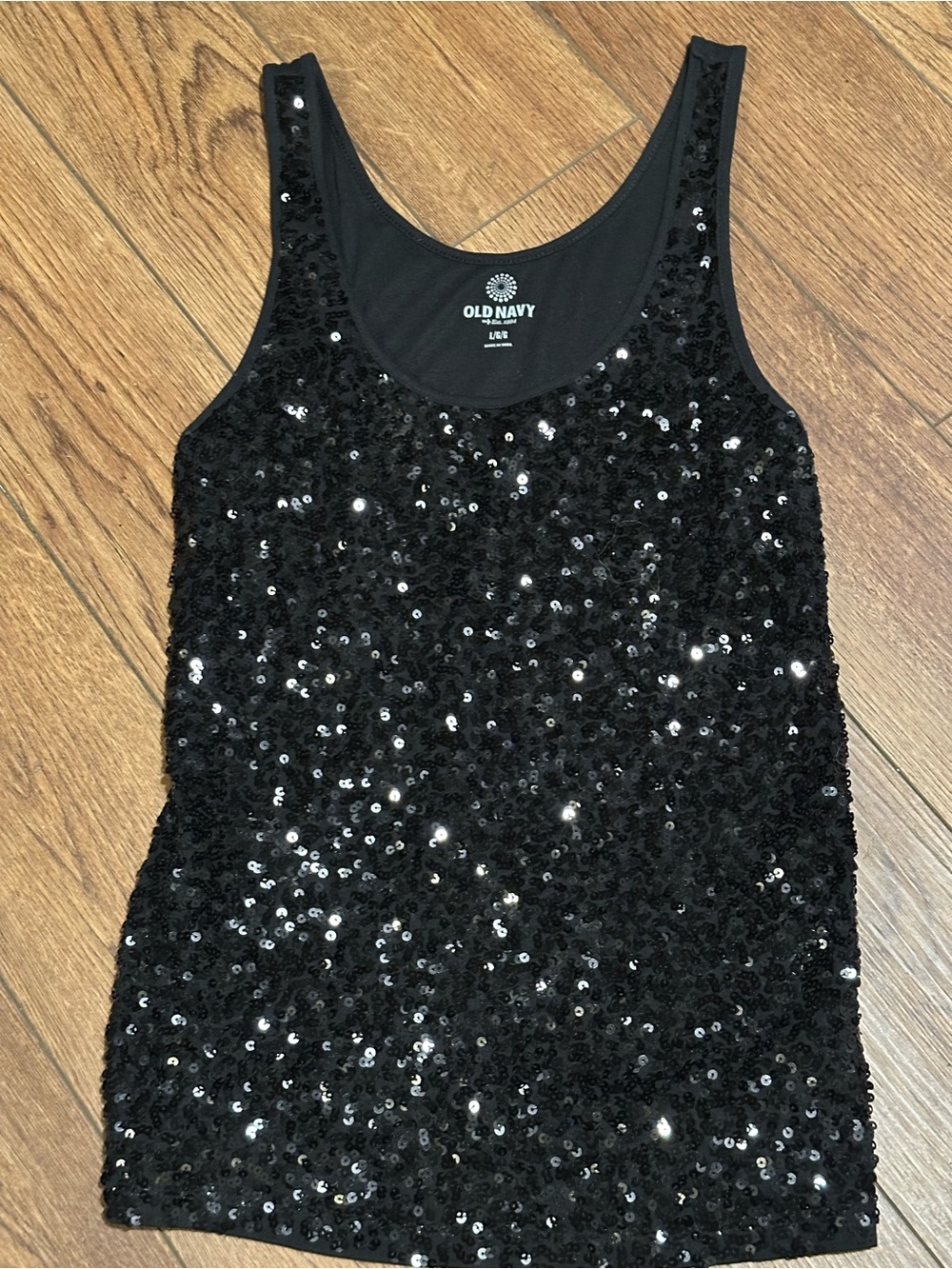 Old Navy Black Sequin Scoop Neck Tank